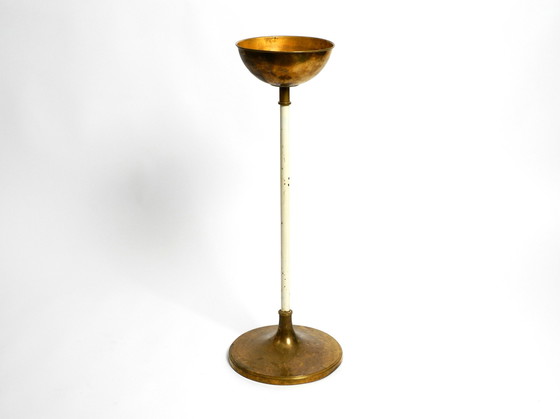 Image 1 of large heavy mid century modern brass holy water stand by Vereinigte Werkstätten