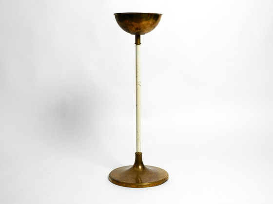 Image 1 of large heavy mid century modern brass holy water stand by Vereinigte Werkstätten