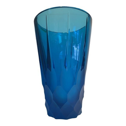 2020S Italian Blue Crystal Handmade Cut Vase