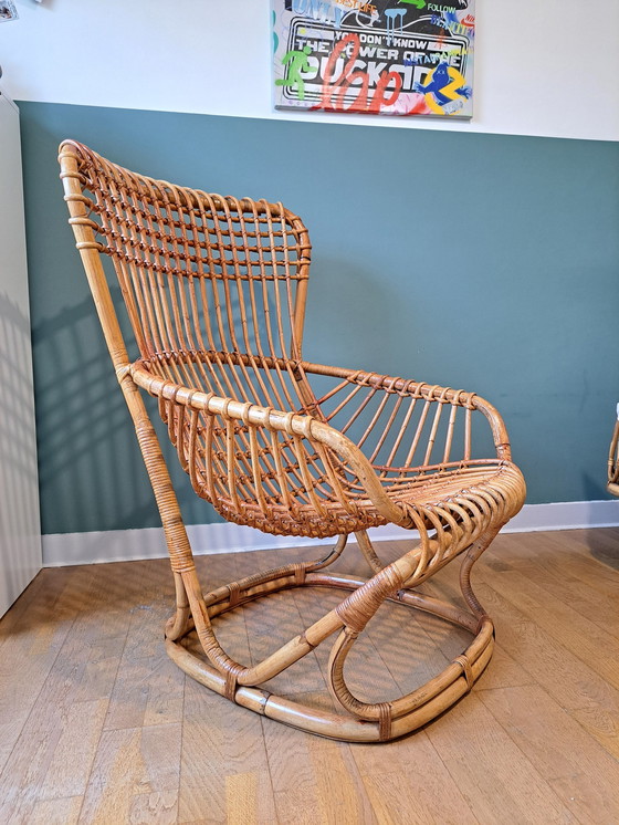 Image 1 of Rattan Armchair By Tito Agnoli