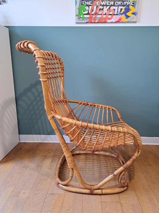 Image 1 of Rattan Armchair By Tito Agnoli