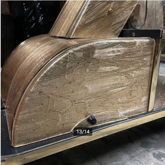 Image 1 of Letto vintage con grande specchio – Oro Nero – Anni '70