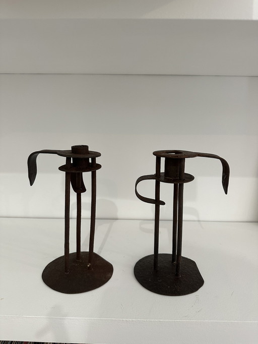 X2 Wrought Iron Cellar Candleholders. Waldensian