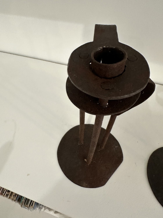 Image 1 of X2 Wrought Iron Cellar Candleholders. Waldensian