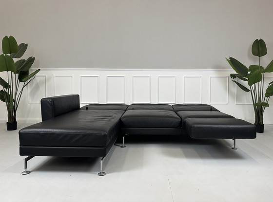 Image 1 of Brühl Moule corner sofa leather sofa black sleeping function