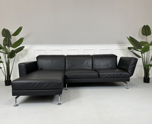 Brühl Moule corner sofa leather sofa black sleeping function