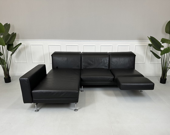 Image 1 of Brühl Moule corner sofa leather sofa black sleeping function