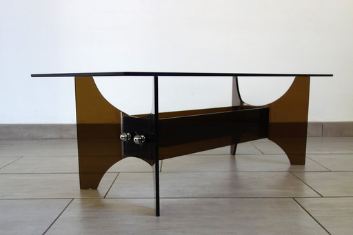 Smoked Glass Altuglas Coffee Table 70s