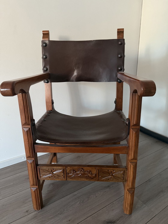 Antique Armchair Branded Navarro Argudo Made in Spain Brutalist