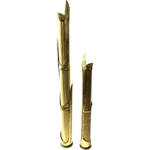 Pair of vintage brass floor lamps by Tommaso Barbi, 1970