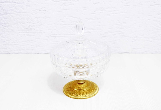 Image 1 of Crystal and brass candy bowl