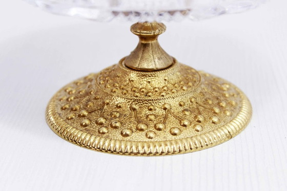 Image 1 of Crystal and brass candy bowl