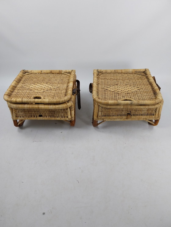 Image 1 of Set of 2 wicker folding boat/picknic chairs 1950S 