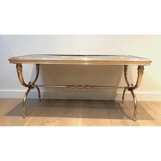 Image 1 of Tavolino da caffè vintage in ottone e marmo di Raymond Subes, 1940