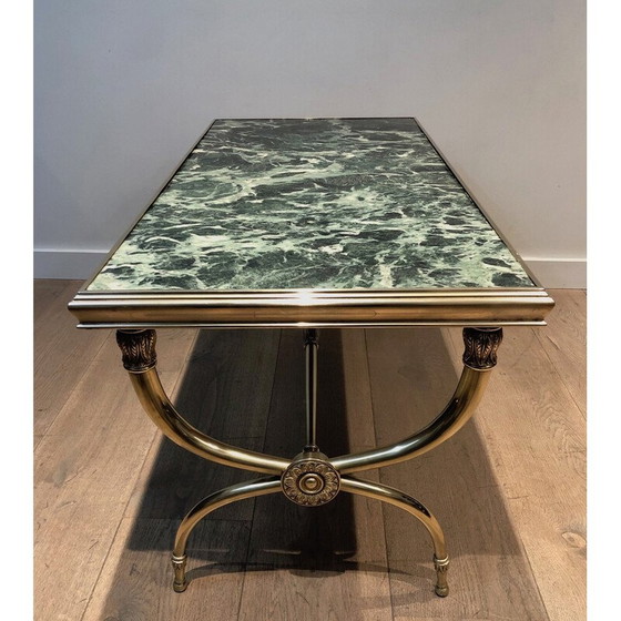 Image 1 of Tavolino da caffè vintage in ottone e marmo di Raymond Subes, 1940