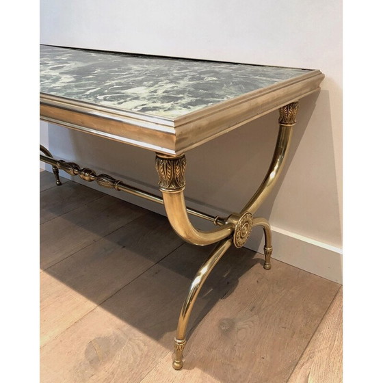 Image 1 of Tavolino da caffè vintage in ottone e marmo di Raymond Subes, 1940