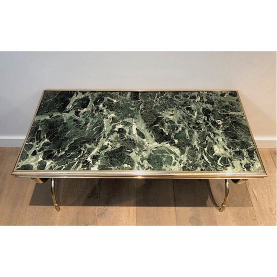 Image 1 of Tavolino da caffè vintage in ottone e marmo di Raymond Subes, 1940