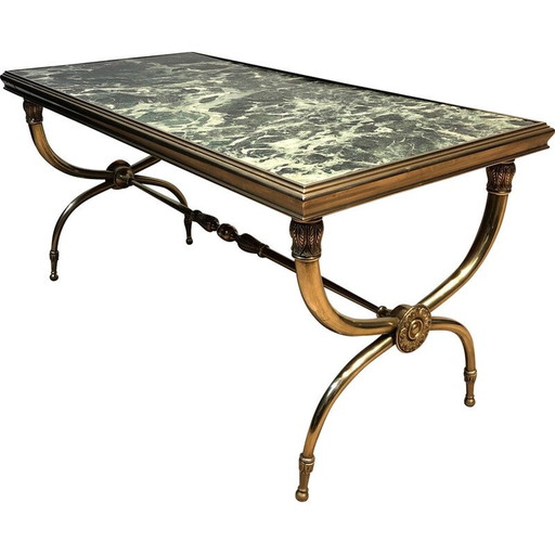 Vintage brass and marble coffee table by Raymond Subes, 1940