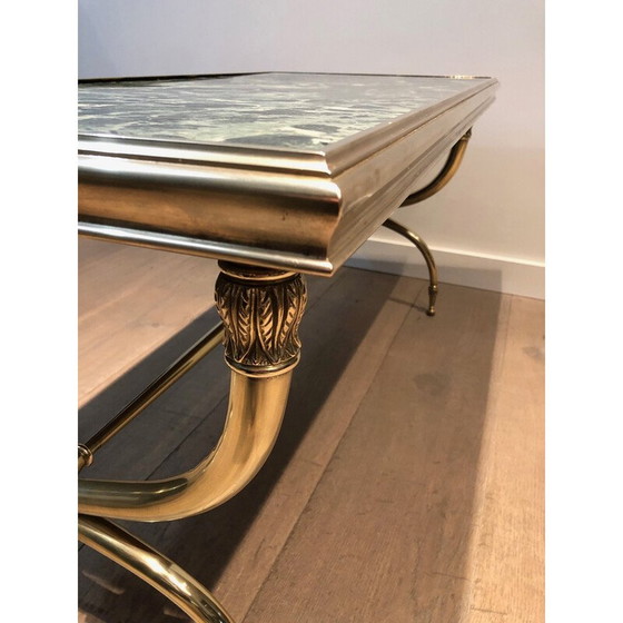 Image 1 of Tavolino da caffè vintage in ottone e marmo di Raymond Subes, 1940