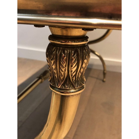 Image 1 of Tavolino da caffè vintage in ottone e marmo di Raymond Subes, 1940