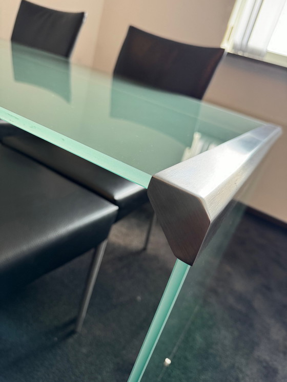 Image 1 of Galotti & Radice Table, Frosted Glass Stainless Steel