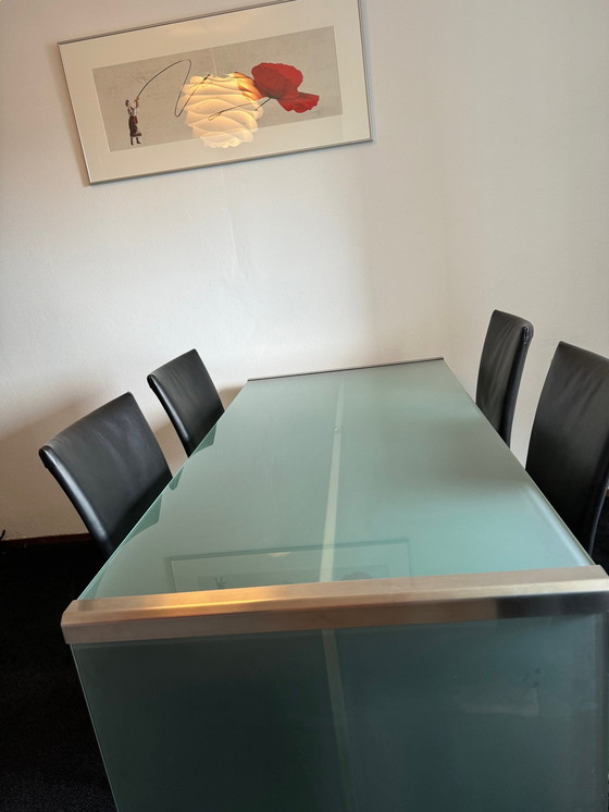 Image 1 of Galotti & Radice Table, Frosted Glass Stainless Steel