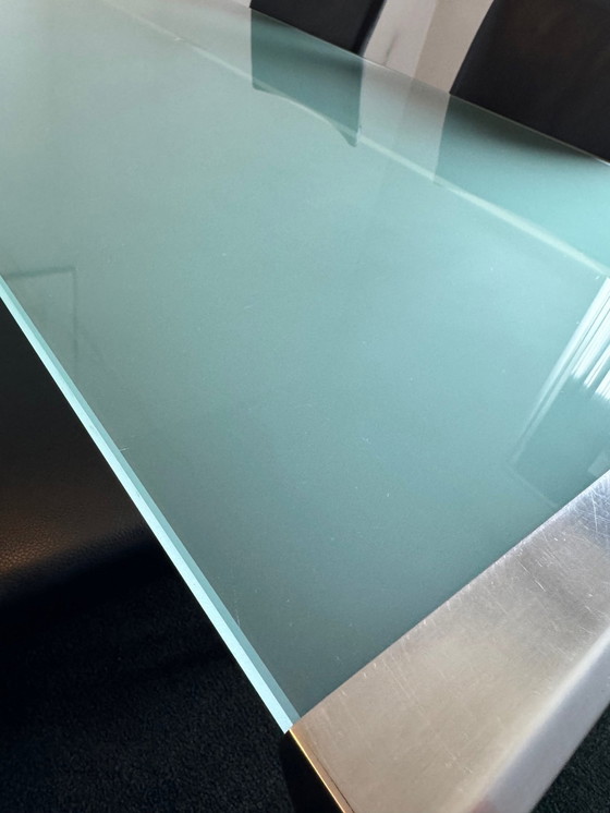 Image 1 of Galotti & Radice Table, Frosted Glass Stainless Steel