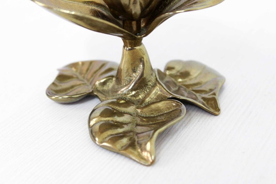 Image 1 of Art Nouveau Flower brass Candlestick