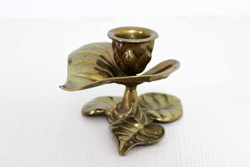 Art Nouveau Flower brass Candlestick