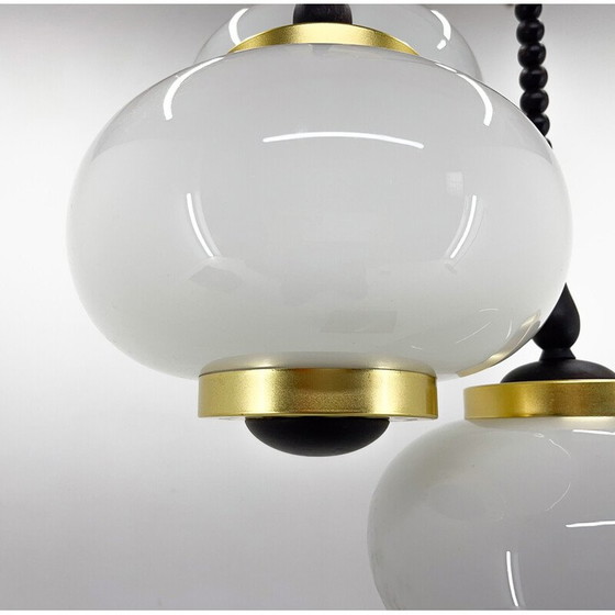 Image 1 of Lampadario vintage a cascata in legno e vetro di Polam Bielsko, Polonia, 1970