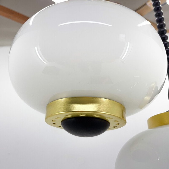 Image 1 of Lampadario vintage a cascata in legno e vetro di Polam Bielsko, Polonia, 1970