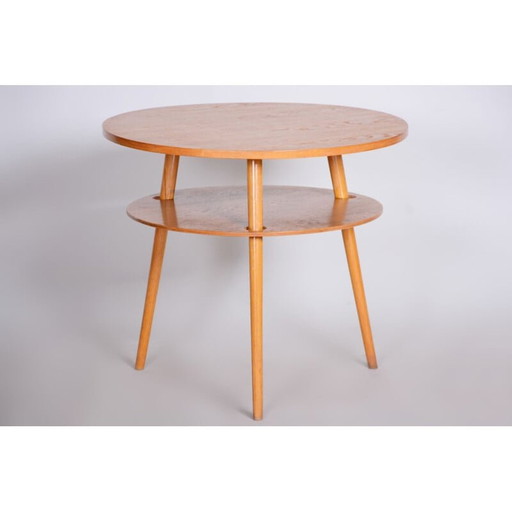 Vintage oak side table, Czechoslovakia 1950