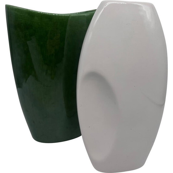Image 1 of Pair of vintage glazed ceramic vases, 1980