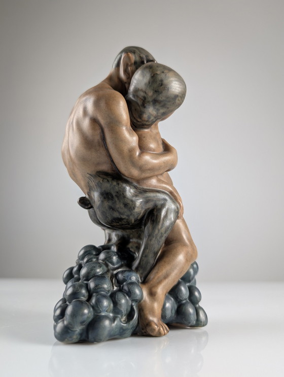 Image 1 of Satyr, Woman And Grapes Sculpture By Kai Nielsen For Bing & Grøndahl 1910S