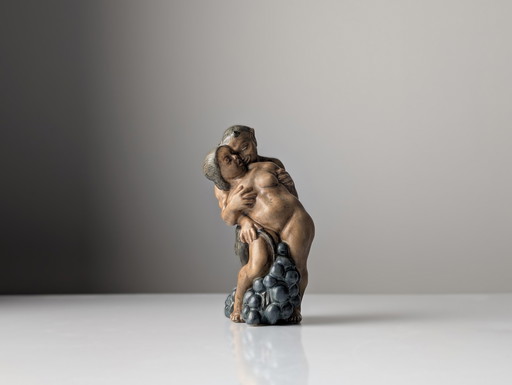 Satyr, Woman And Grapes Sculpture By Kai Nielsen For Bing & Grøndahl 1910S