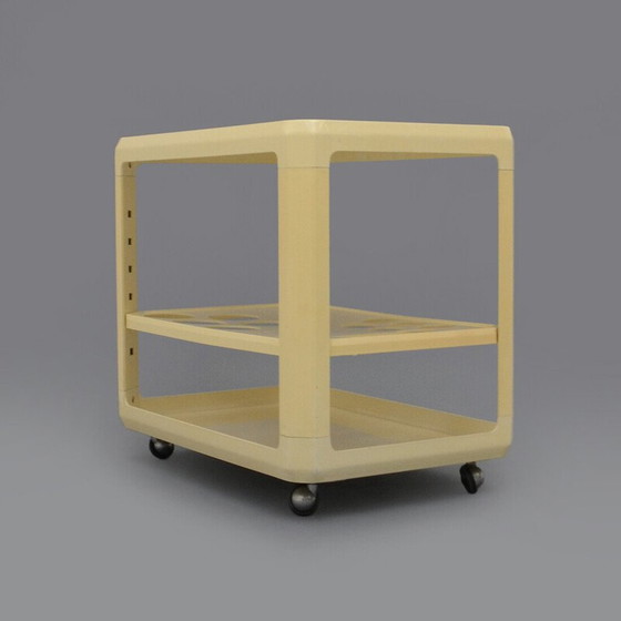 Image 1 of Vintage white bar trolley by Alberto Rosselli for Kartell, 1970s
