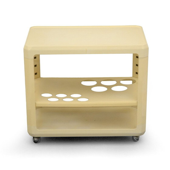 Image 1 of Vintage white bar trolley by Alberto Rosselli for Kartell, 1970s
