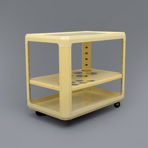 Image 1 of Vintage white bar trolley by Alberto Rosselli for Kartell, 1970s