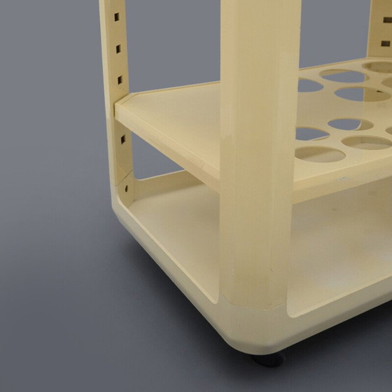 Image 1 of Vintage white bar trolley by Alberto Rosselli for Kartell, 1970s