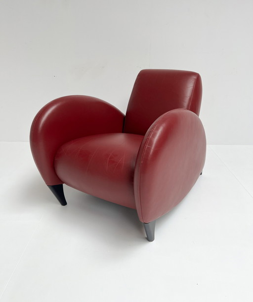 Organic shaped leather armchair, 1990's