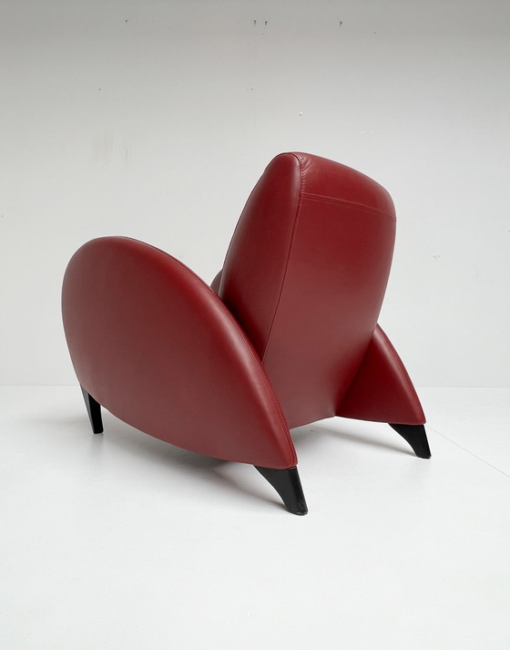 Image 1 of Organic shaped leather armchair, 1990's