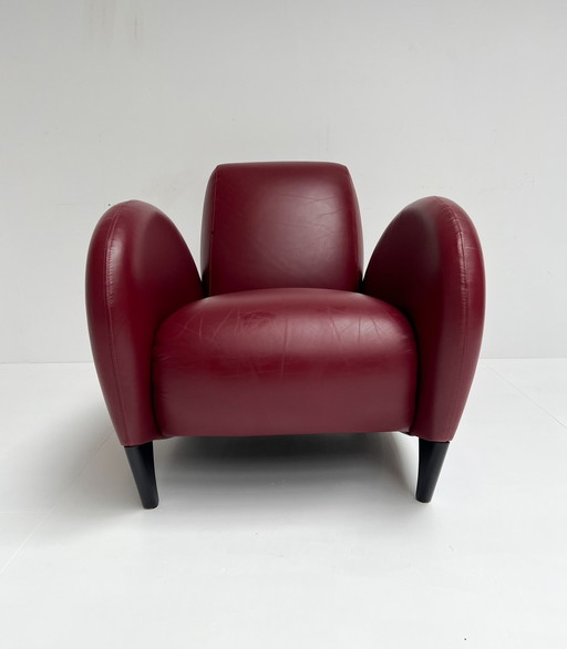 Organic shaped leather armchair, 1990's