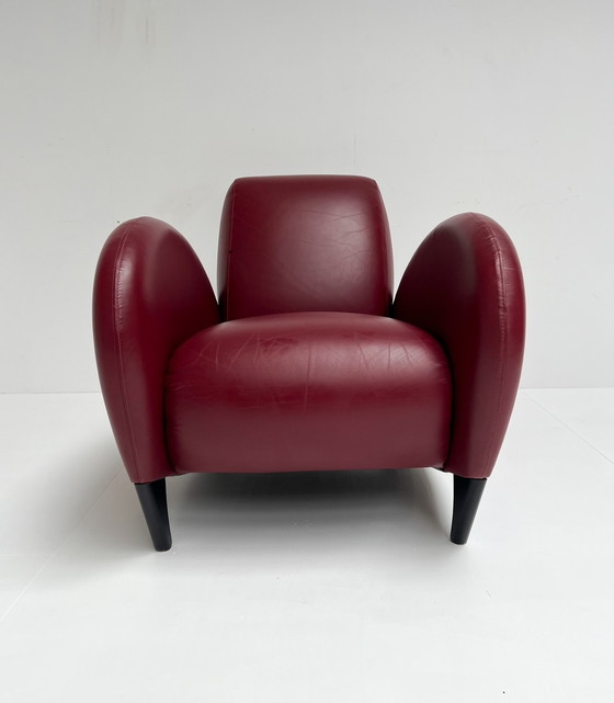 Image 1 of Organic shaped leather armchair, 1990's