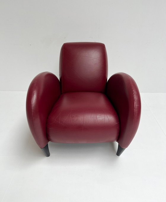 Image 1 of Organic shaped leather armchair, 1990's