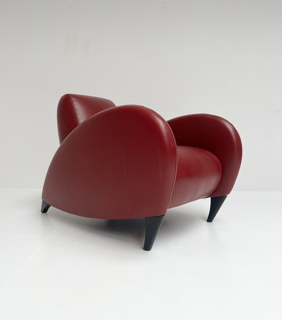 Image 1 of Organic shaped leather armchair, 1990's