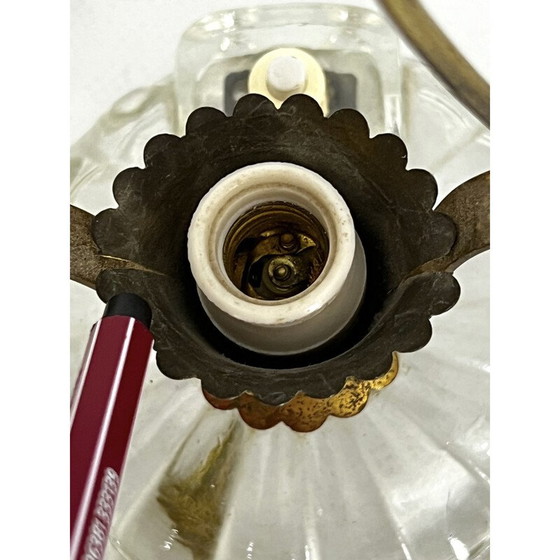 Image 1 of Coppia di lampade da tavolo vintage in vetro di Murano e ottone di Ercole Barovier, 1940