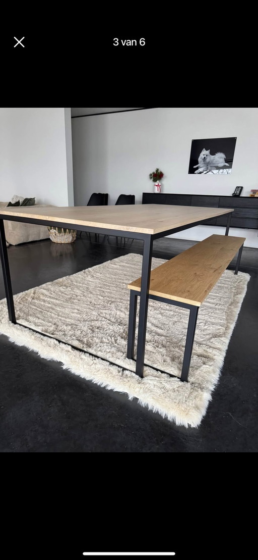 Solid Oak Table With Matching Bench