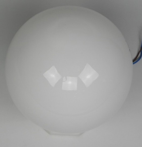 Image 1 of Art deco ceiling lamp with round glass ball and porcelain fixture