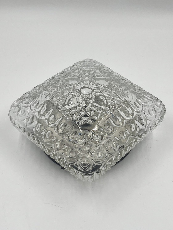 Image 1 of Square Relief Molded Glass Ceiling Light