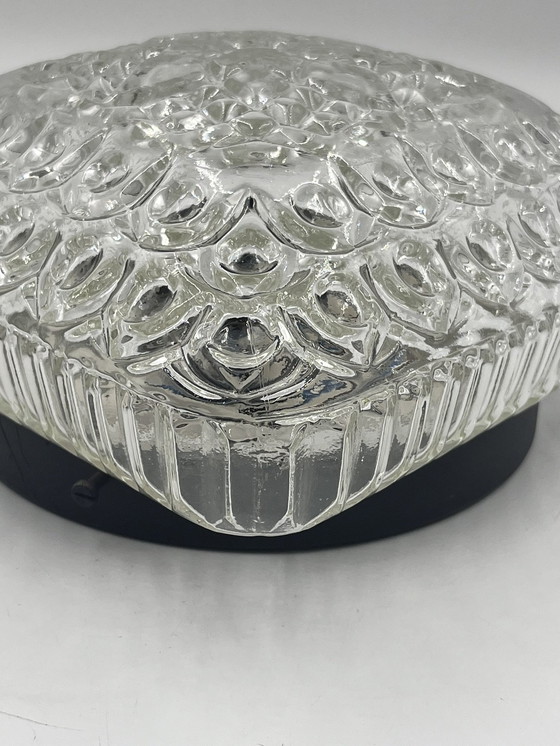 Image 1 of Square Relief Molded Glass Ceiling Light